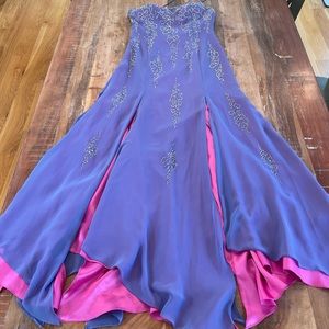 Beautifully beaded purple and pink formal dress